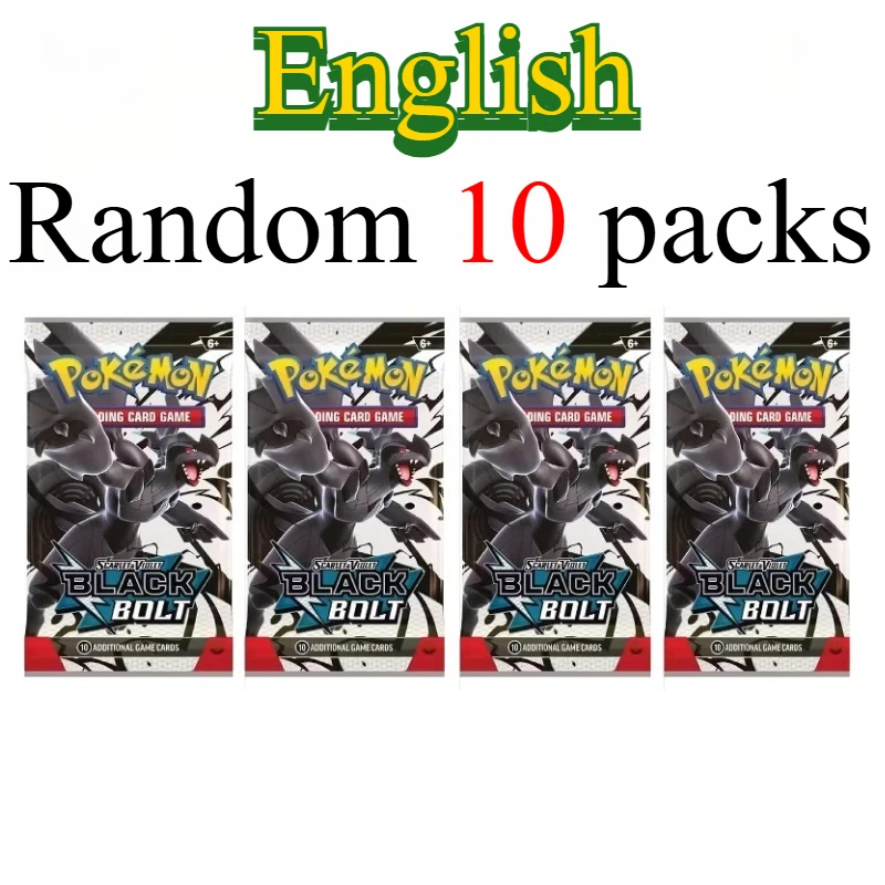 10 Pokémon-kaartpakketten, heldere sterren, 151 prismatische evoluties, PALDEAN FATES, Engelse versterking, gevechtstransactiekaartcadeau