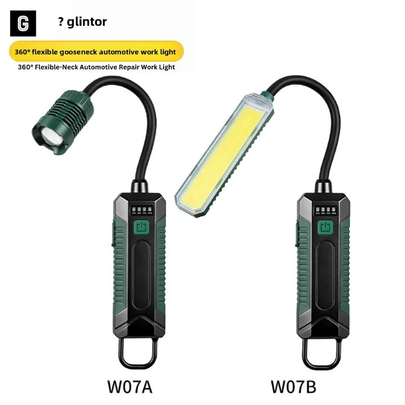 Multifunctional Magnetic Suction Work Light with Flexible Hose Waterproof Long Battery Life USB Rechargeable Multi Gear Lighting