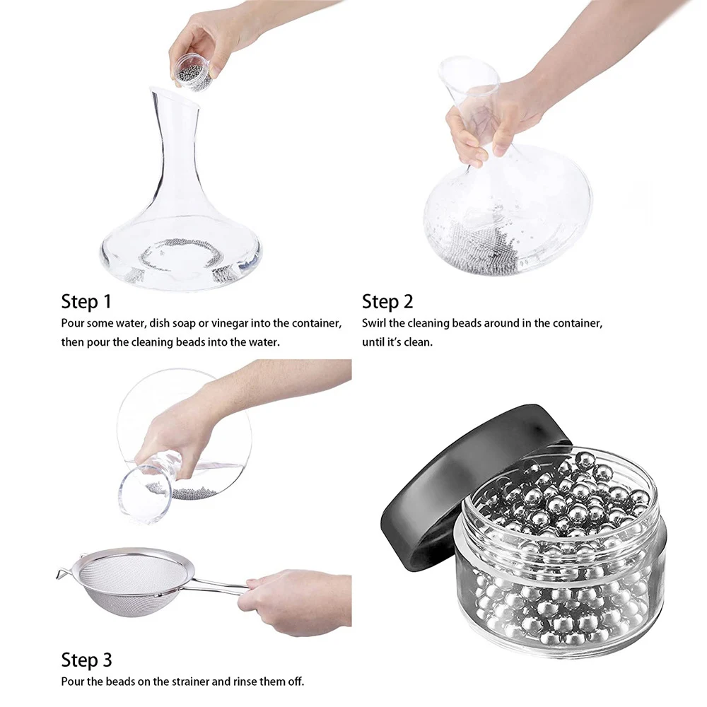 

2025 New 200pcs/Lot 304 Stainless Hookah Shisha Bottle Cleaning Steel Balls for Wine Tea Stains Bottle Cleaner Tool