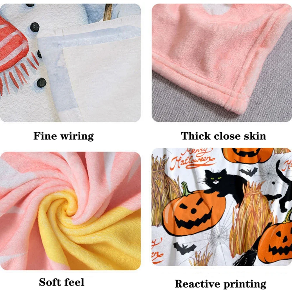 150x200cm Colorful Halloween Blanket Cover Halloween Holiday Gift Flannel Thickened Sofa Nap Blankets Bed Blankets Bedspreads