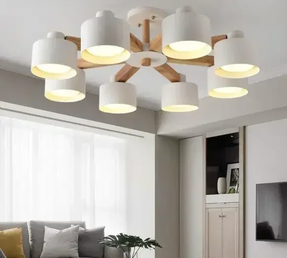 Suspendsion Lighting Nordic Chandelier E27 With Iron Lampshade For Living Room Fixtures Lamparas Colgantes Wooden Lustre