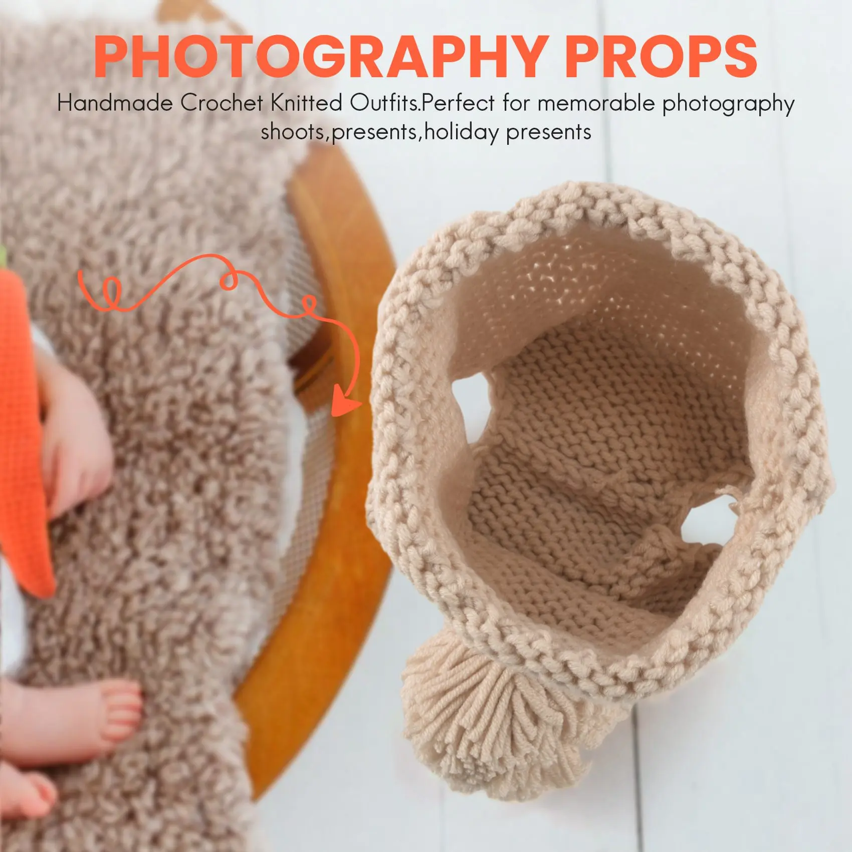 WOWFU-신생아 사진 소품 유아 소년 소녀 니트 사진 의상