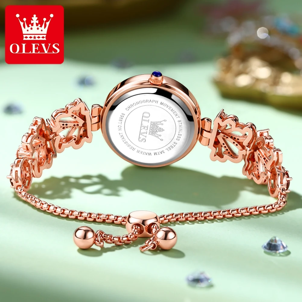 OLEVS nuovissimi orologi da donna Premium Luxury orologio da polso impermeabile orologio da polso al quarzo originale di moda intarsiato con diamanti