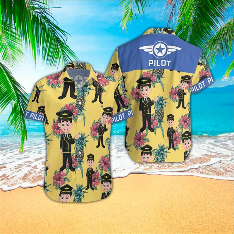 Pineapple Fruit Hawaiian Shirts 3d Printed Shirts Men Fashion Blouses Casual Beach Camisas Summer Men's Vocation Lapel Shirt Top