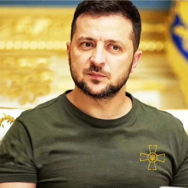 Ukrainian Emblem Logo Men's Boy Gift Cotton T-Shirt Ukraine Zelensky T Shirt Men's Training Tactical Military Army Cross T-Shirt