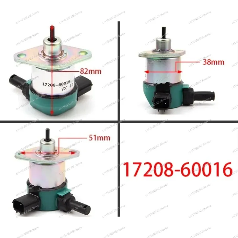 Fuel Shut Off Solenoid 17208-60016 17208-60010 FSL90-0020 17208-60015 For D905 D1005 D1105 Engine