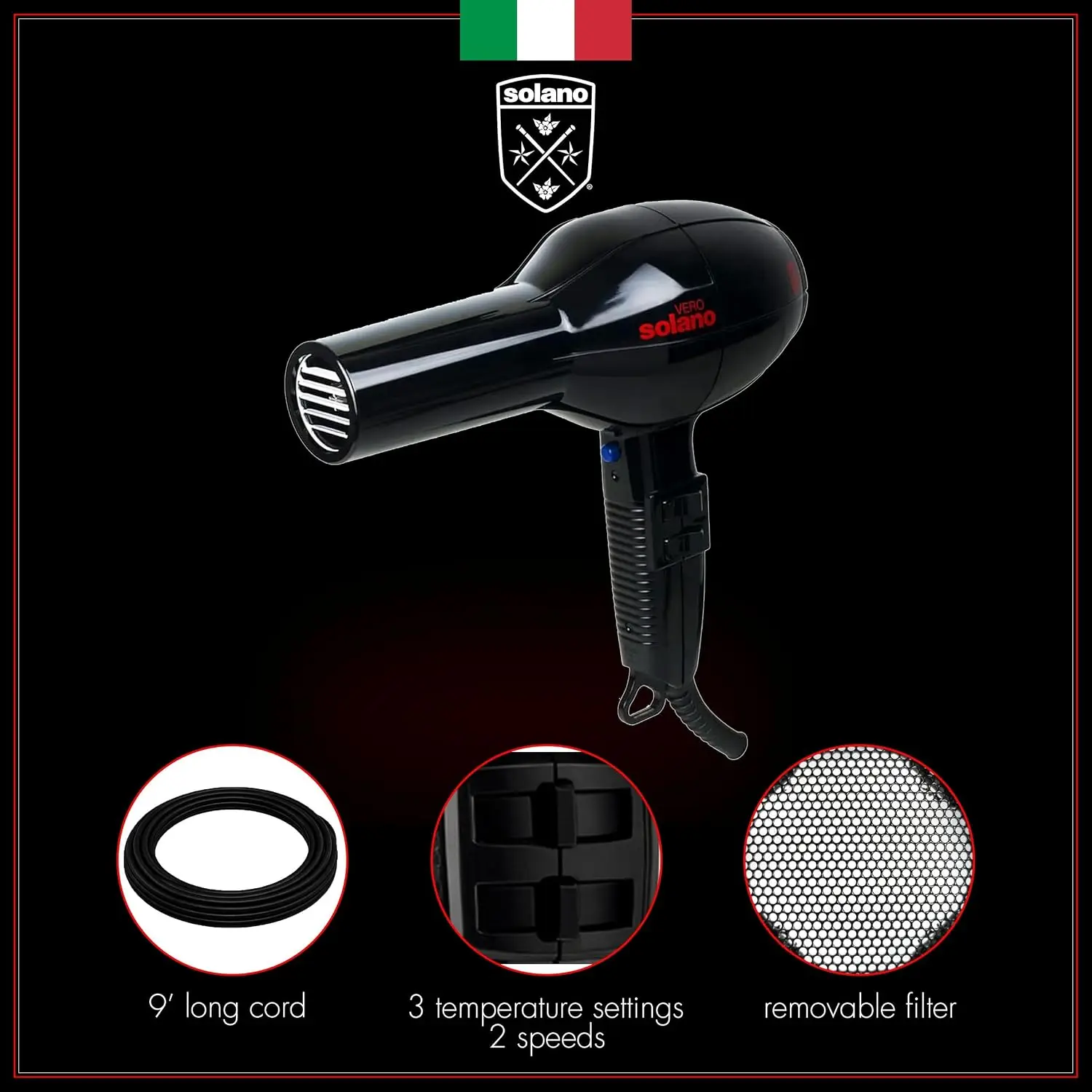 Ionic Ceramic Hair Dryer for Frizz Control, Smooth Hair and Brilliant Shine