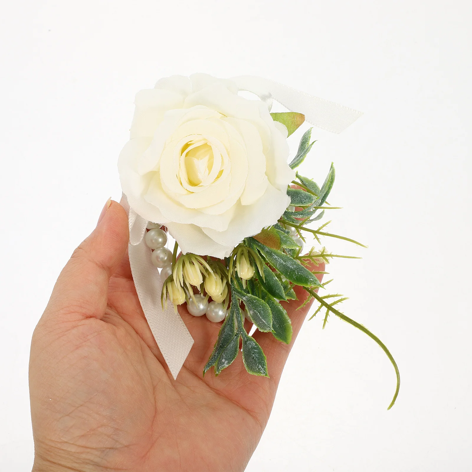 2Pcs Wrist Flower Decor Elegant Bridal Hand Flower for Rustic Weddings Bride Wristband Decor Costume Accessory