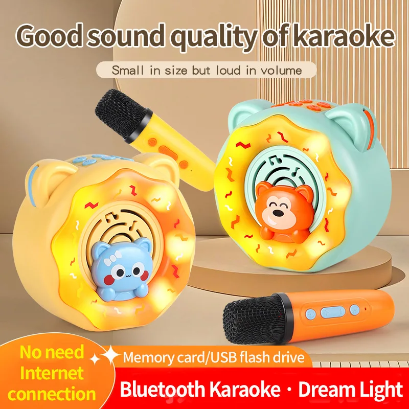 Karaoke machine for Children Dual-Microphone Singing  wireless Bluetooth speaker portable RGB lights audio home KTV kid gifts