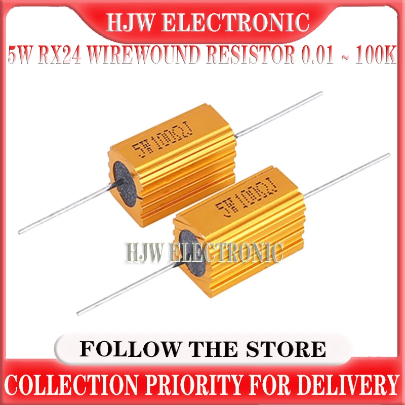 1PCS 10W 25W 50W 100W Aluminum Power Metal Shell Case Wirewound Resistor 0.1~1Kohm Resistance Load Resistor 0.1ohm 3ohm 10 ohm