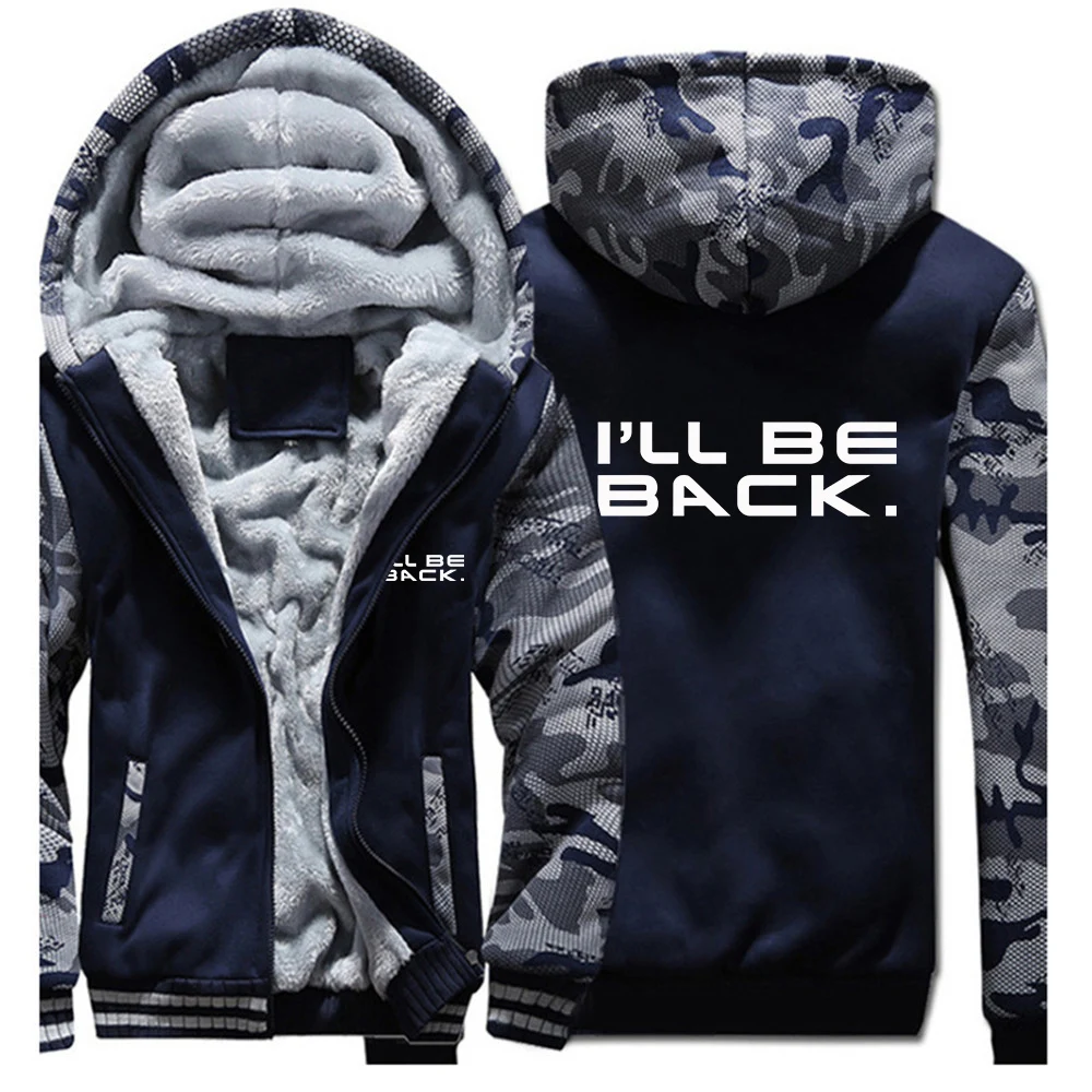 Autumn And Winter cold protection cotton-padded jacket I ll Be Back Letter LOGO Print 2026 Men's Patchwork Coat Hoodies