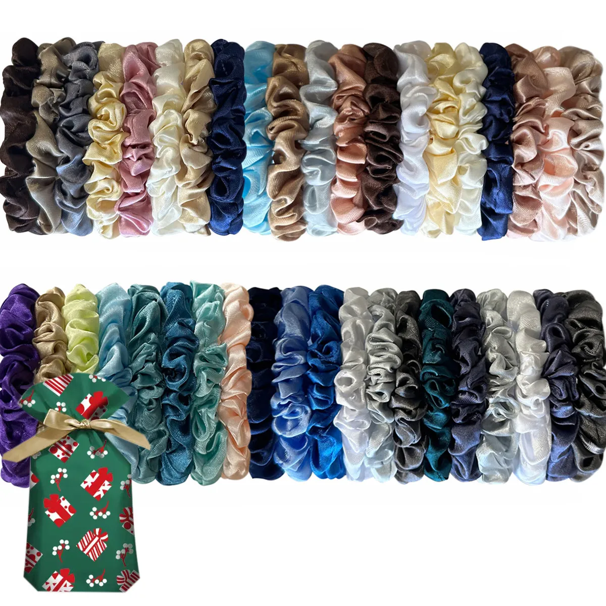 40PCS Silk-Like Women Elastic Hair Scrunchies For Women Hair Ties Rubber Band Hair Rope Accessories Wholesale