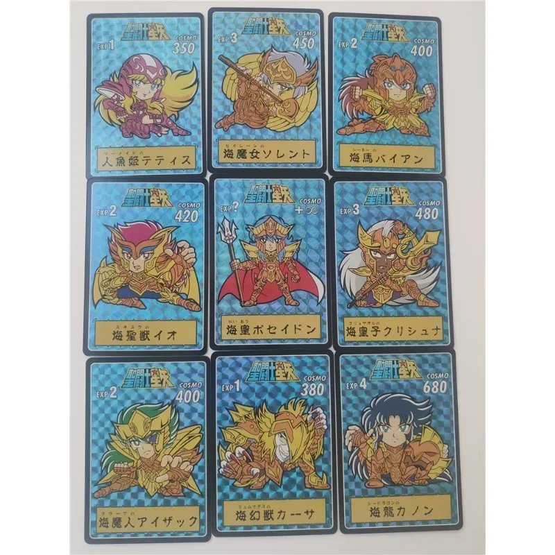 9pcs/set Saint Seiya Flash Card Animation Characters Kanon Baiane Solent Chrysaor Krishna Classics Anime Collection Cards Toy