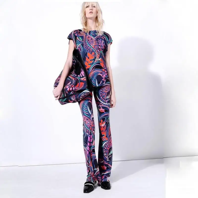 

Женские модные брюки с принтом, утягивающие, с высокой талией, широкими штанинами, повседневные, больших размеров, весна 208 Sweet Sle