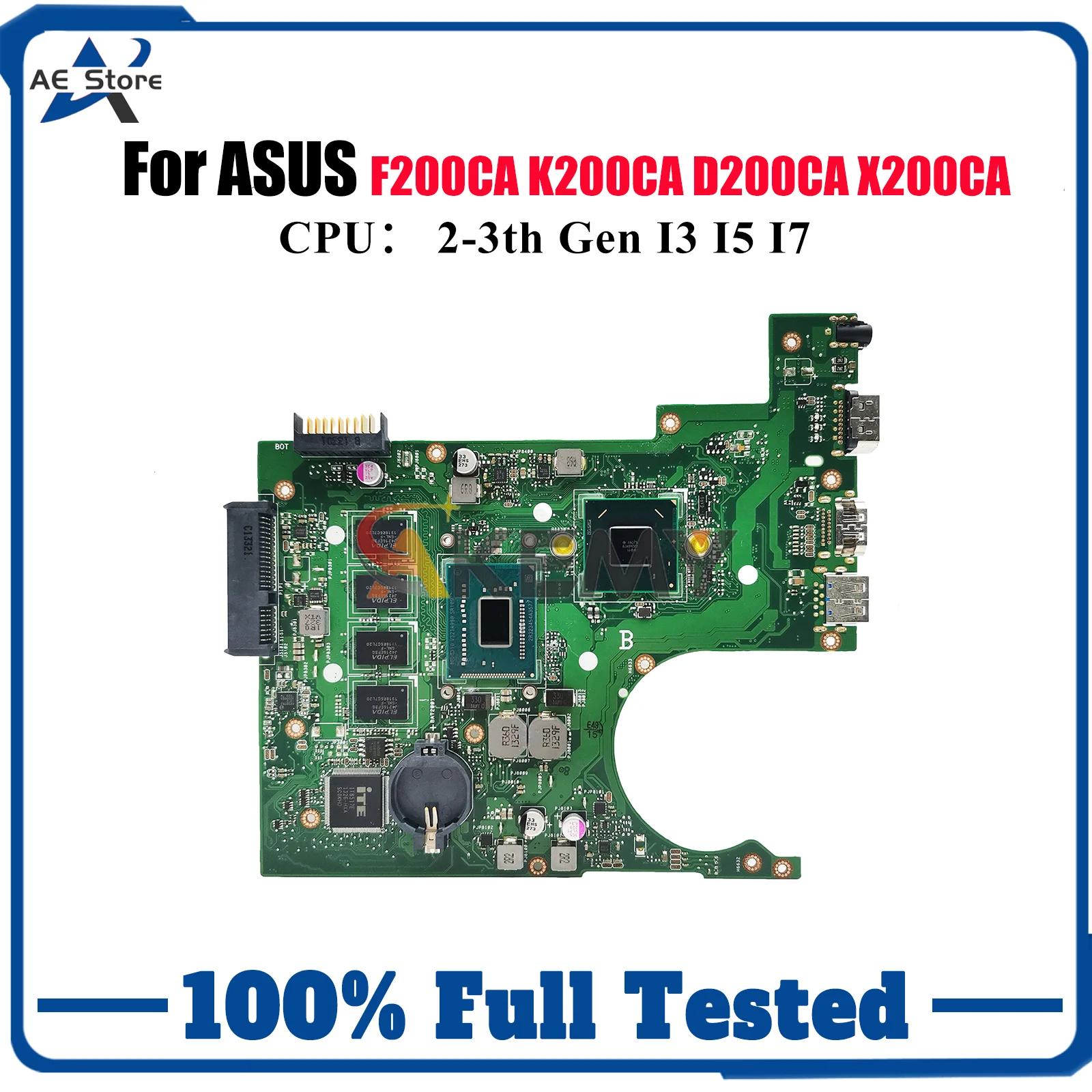 

Материнская плата для ноутбука X200CA для ASUS VivoBook K200CA X200C F200CA D200CA X200CA, материнская плата для ноутбука с процессором I3 I5 I7, 100% тестирование в порядке