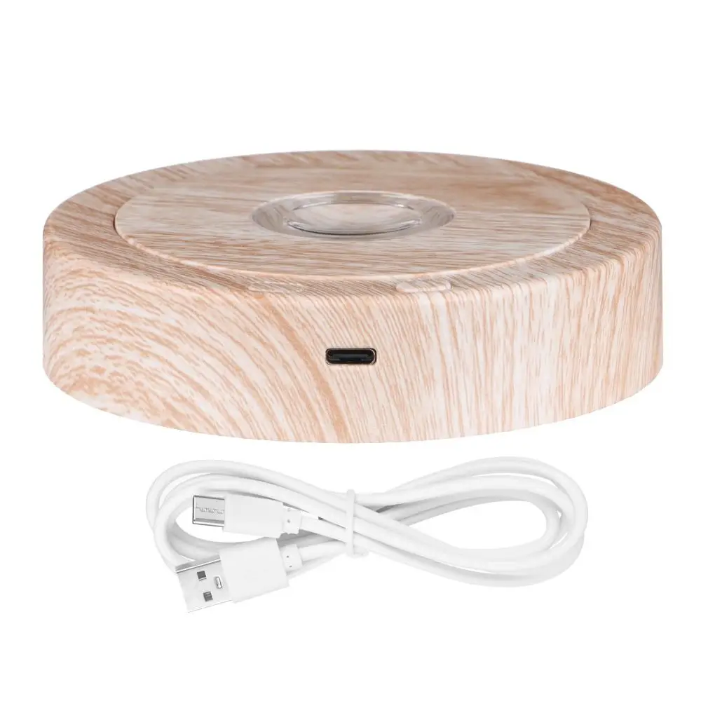Soporte de exhibición de luz LED multicolor, Base giratoria para cristales, pedestales para manualidades, plato giratorio eléctrico con Cable de carga