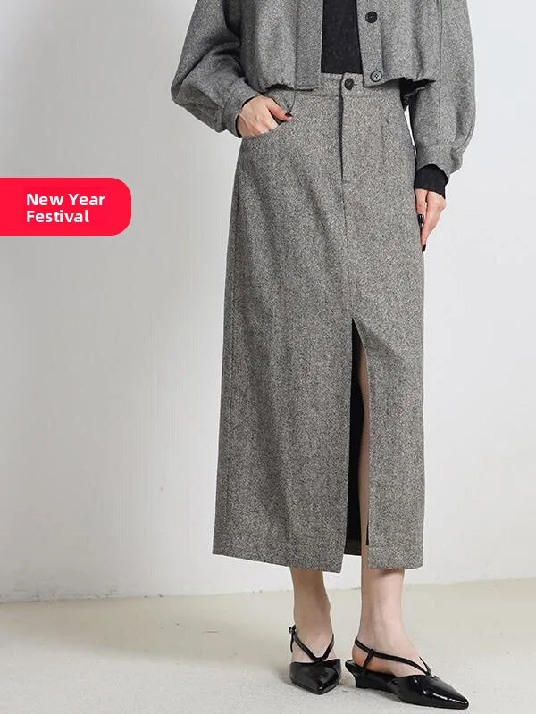 

Модная юбка-миди в стиле ретро, модель Jane Expr CBQ5003, из шерстяной смеси, удобная, повседневная, для офиса