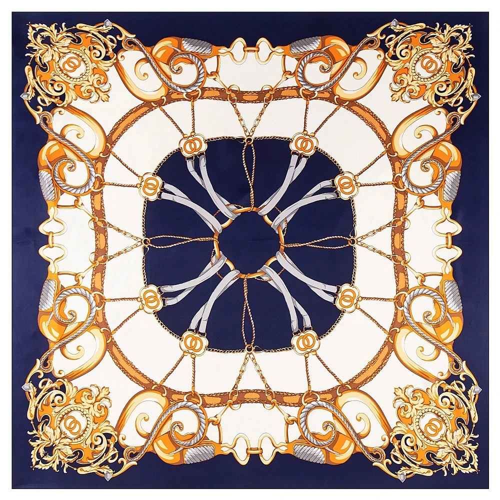 

130cm European Retro Palace Printing Square Scarf Women Multi-Purpose Imitation Silk Four Season Travel Scarf and Shawl