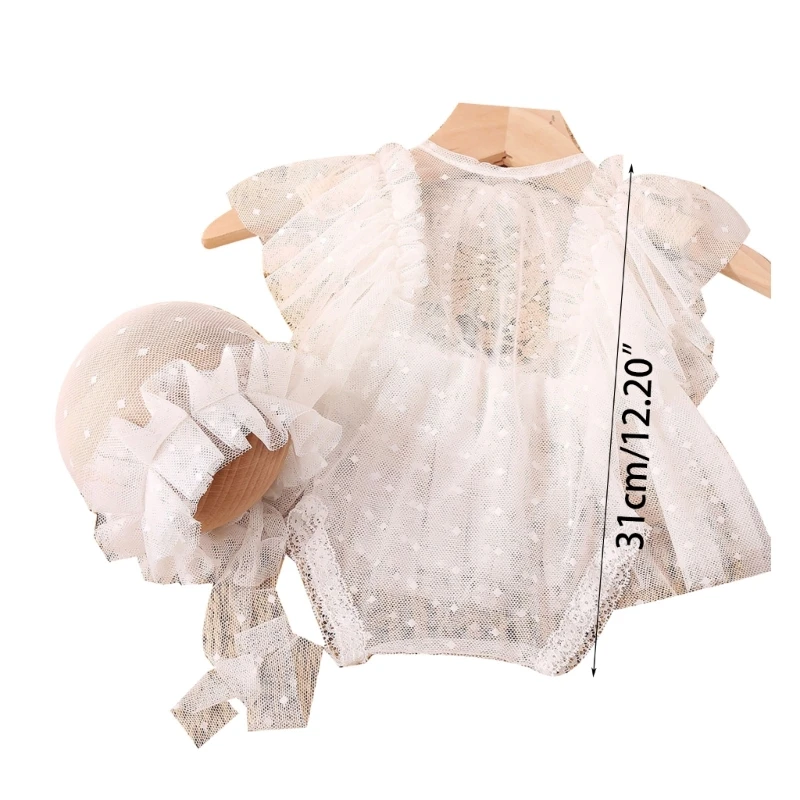 F1CB – accessoires prise vue Photo pour bébé, barboteuse en dentelle, Bonnet en maille, costume pose Photo pour bébé