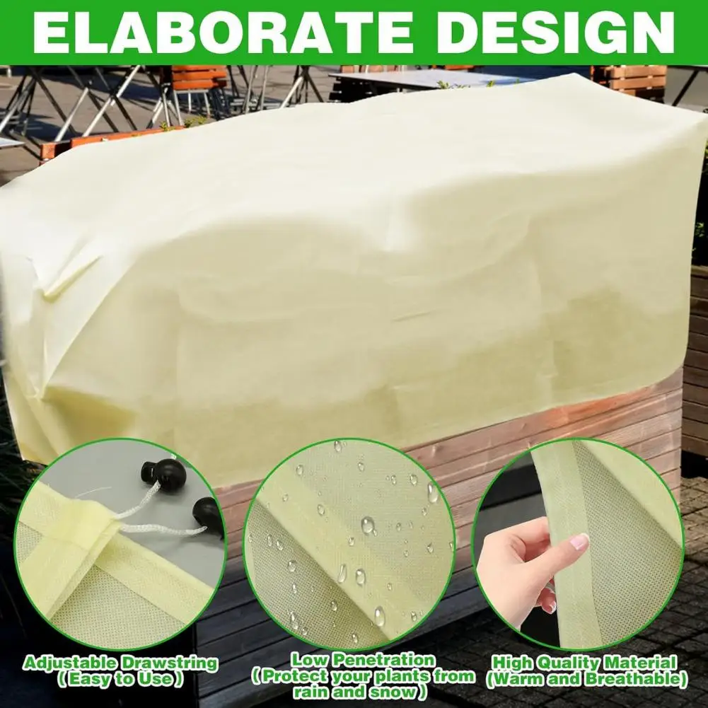 Thermal Non-woven Fabric for Potted Plants Protective Wrap for Rectangular Planters Plant Freeze Protection Cover for Raised
