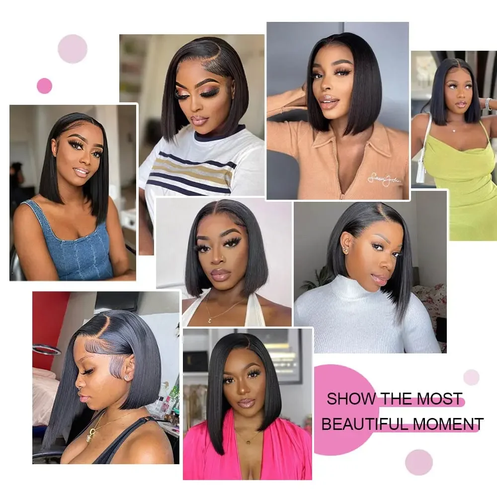 300 Dichtheid Dubbelgetrokken Rechte Gekleurde Korte Bob Pruiken Menselijk haar Oranje Gember Kant Voor Menselijk Haar Pruiken Voor Zwarte Vrouwen