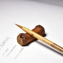 Portapenne in legno naturale di bambù radice Tea Clip pennello penna resto cinese calligrafia pennello titolare pittura calligrafia Brush Holder