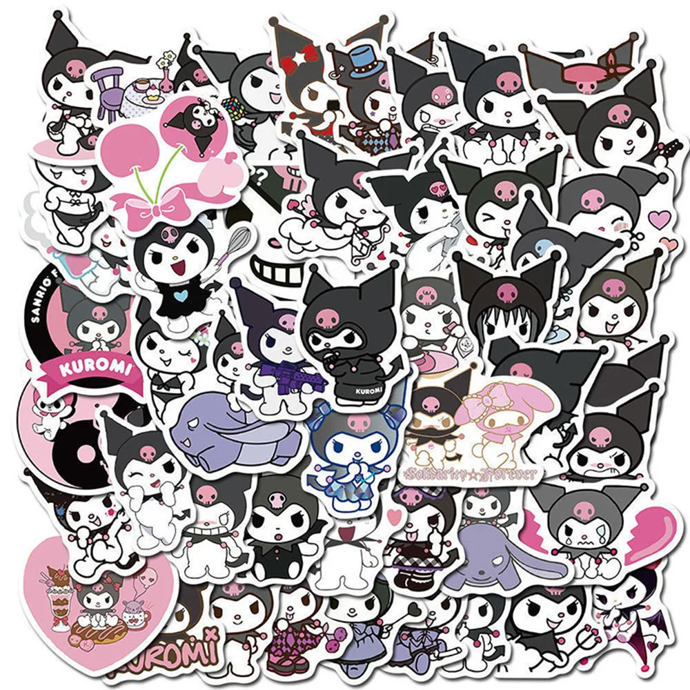 

10/30/50pcs Kawaii Kuromi Cartoon Sticker Cute My Melody Anime Sticker for Kids Toy DIY Notebook Water Bottle Phone Decals Decor