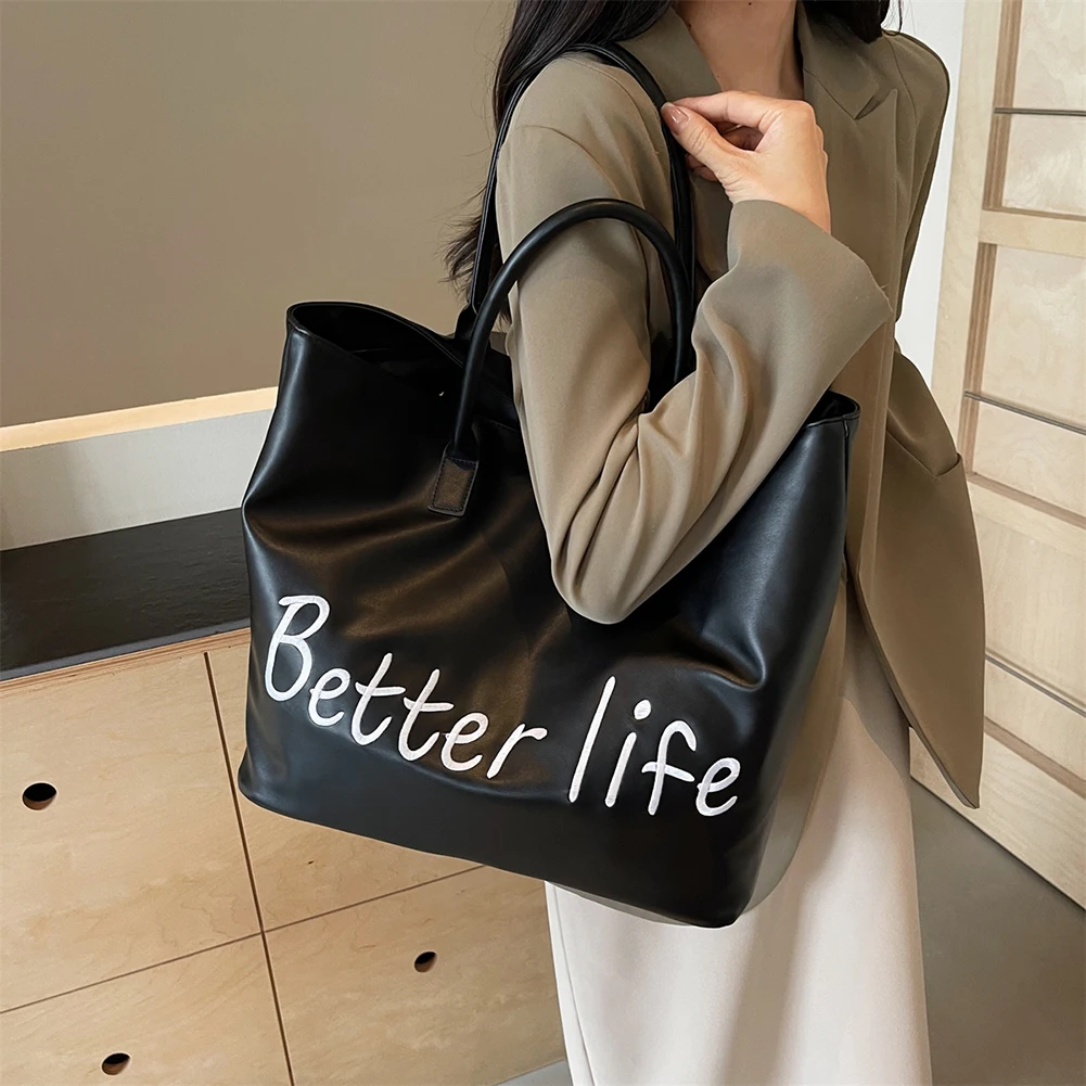 حقيبة كتف من Better Life مصنوعة من جلد البولي يوريثان لعطلة نهاية الأسبوع ذات سعة كبيرة حقيبة يد للمتسوقين كاجوال للنساء والعمل والتسوق والسفر
