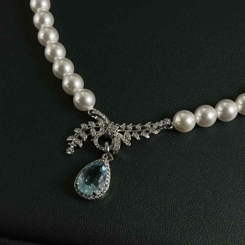 

Light Luxury Fashion Jewelry, Wheat Ear Ocean Heart Pearl Necklace, High-end Temperament Elegant Single Item, Copper-pla