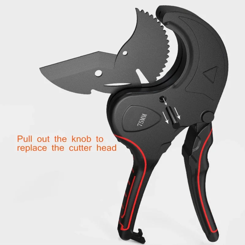 Pipe Cutter 32mm-75mm Aluminum Alloy Body Ratchet Scissors Tube Cutter PVC/PU/PP/PE Hose Cutting Hand Tools