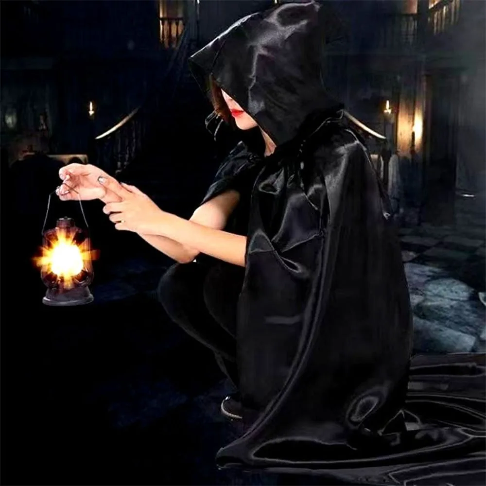 Reusable Solid Color Halloween Cloak with Big Hat Mopping Grim Reaper Cloak Hooded Cape Classic Costume Cosplay Cape Festivals