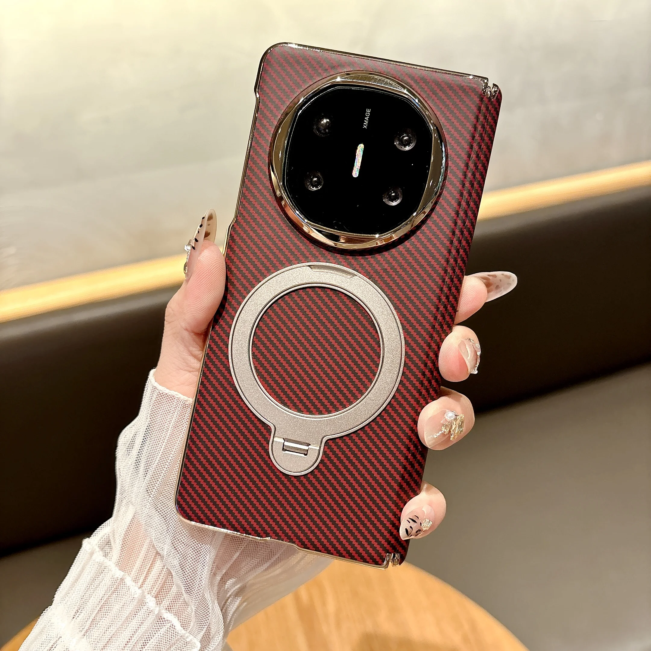 For Oppo Find N5 N3 Case Electroplated Matte Rotating Ring Holder Magnetic Wireless Charging Folding Hinge Protection Hard Cover