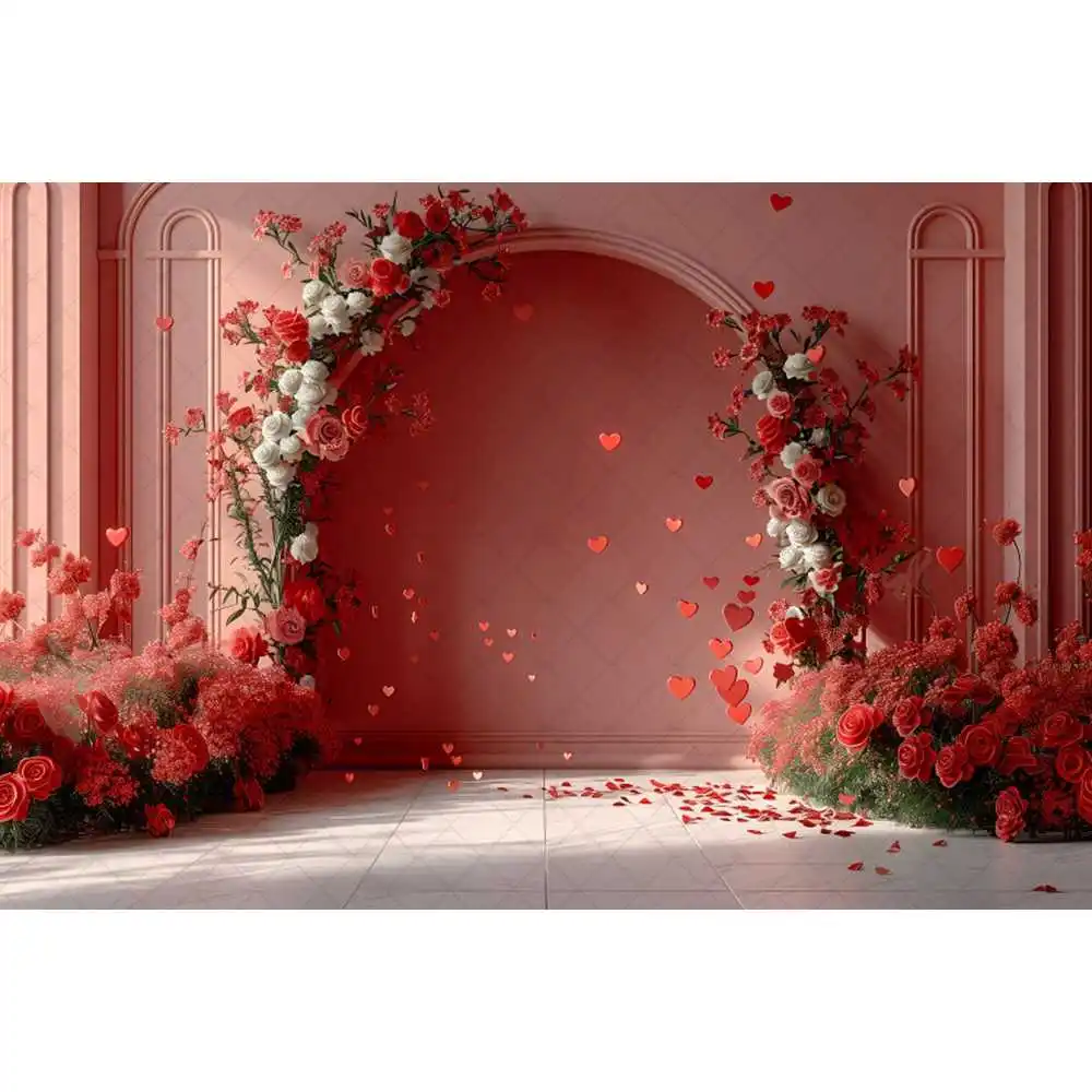 Vintage red flower wall photo background red rose photography background Valentine\'s Day children\'s portrait photo studio props