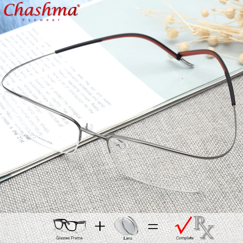 

Pure Titanium Eyewear Men Glasses Frame with Prescription Optical Rimless Hyperopia Myopia Eyeglasses for Sight Progressive