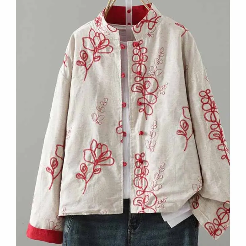 women-reversible-new-chinese-style-jacket-floral-embroidery-frog-button-stand-collar-loose-fall-casual-double-sided-outwear-coat