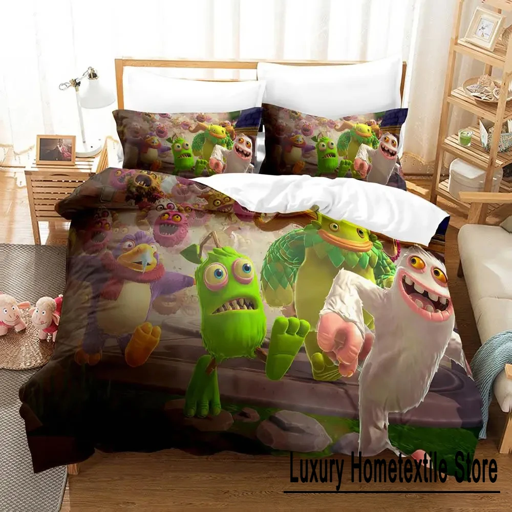 My Singing Monsters Anime Bedding Set Single Twin Full Queen King Size Duvet Cover Set for Adults Boys Bedroom 2023