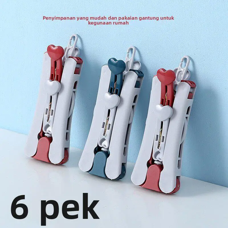 Portable Travel Clothes Hanger Portable Travel Foldable Clothes Hanger Clothes Drying Clamp Dormitory Clothes Storage Home Us...
