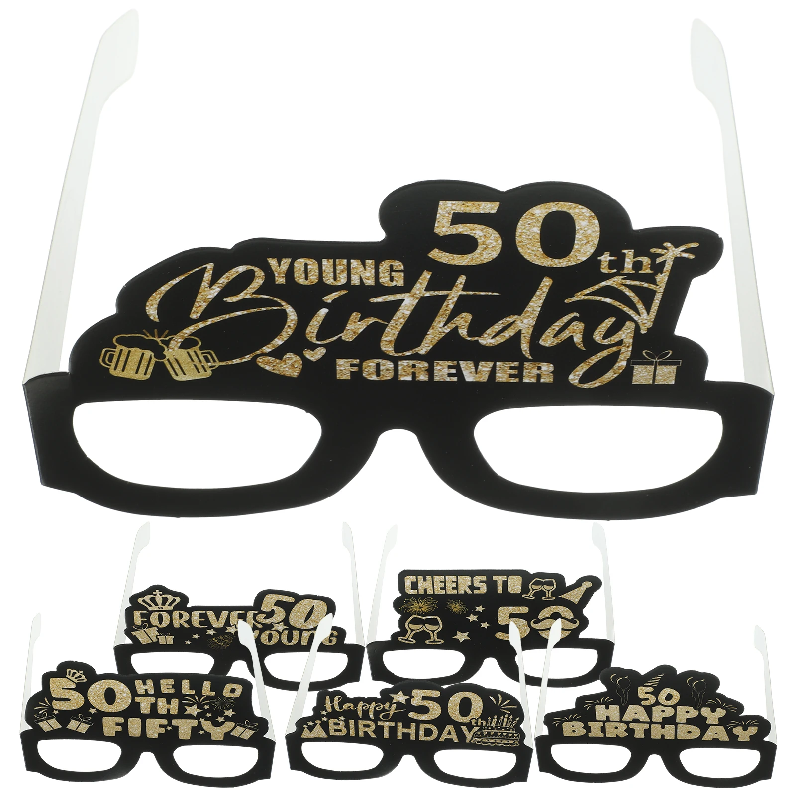 

12 Pcs Birthday Paper Glasses Frame Makeup Costume Props Party Supplies Baby Decoration