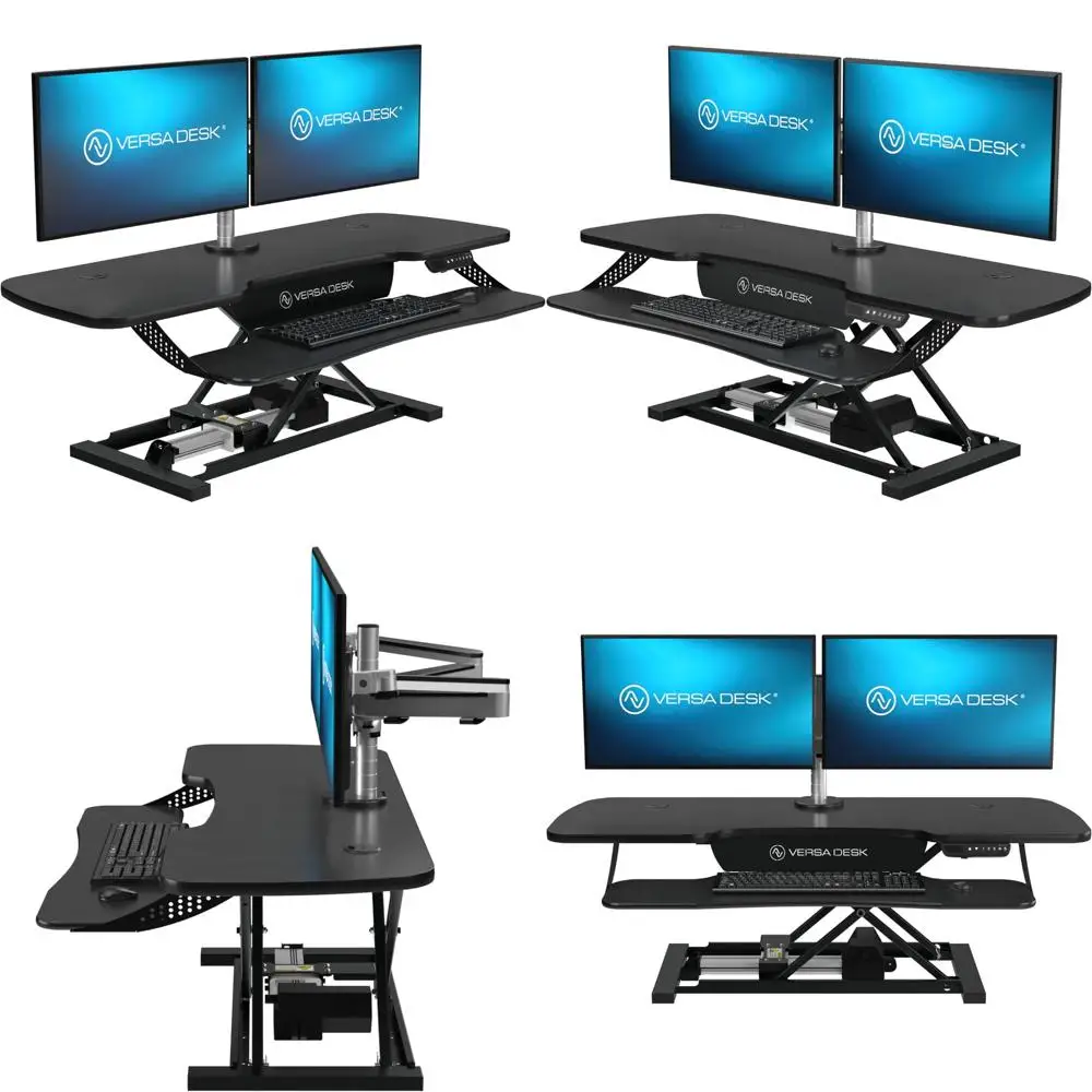 

Versadesk PowerPro Elite Electric Adjustable Desk Converter with Keyboard Tray, 48x24 inches, for Home and Office Use, Includes
