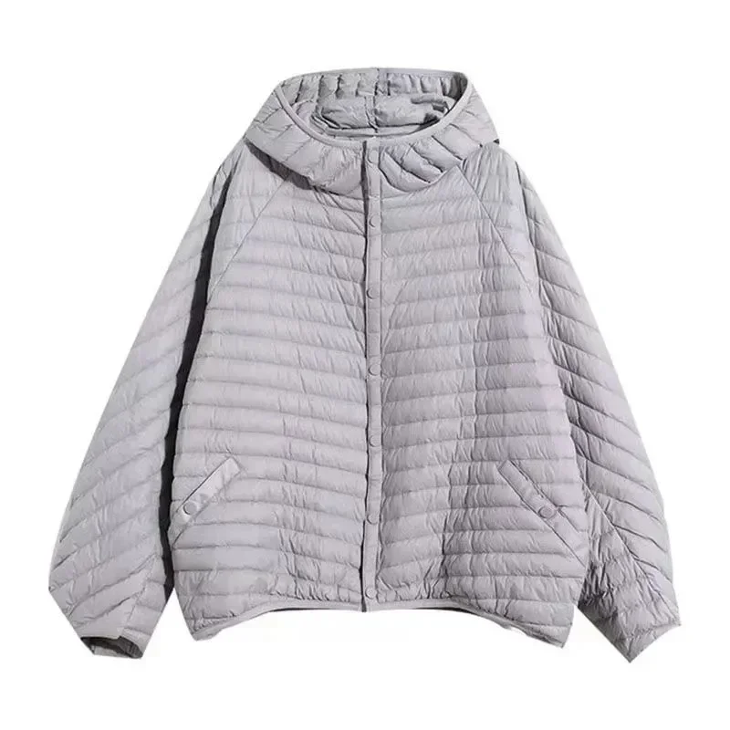 2024 Autumn/Winter New Lightweight Autumn/Winter Jacket Women\'s Fashion Lightweight Hooded Loose Parker Down Cotton Coat Women\'s