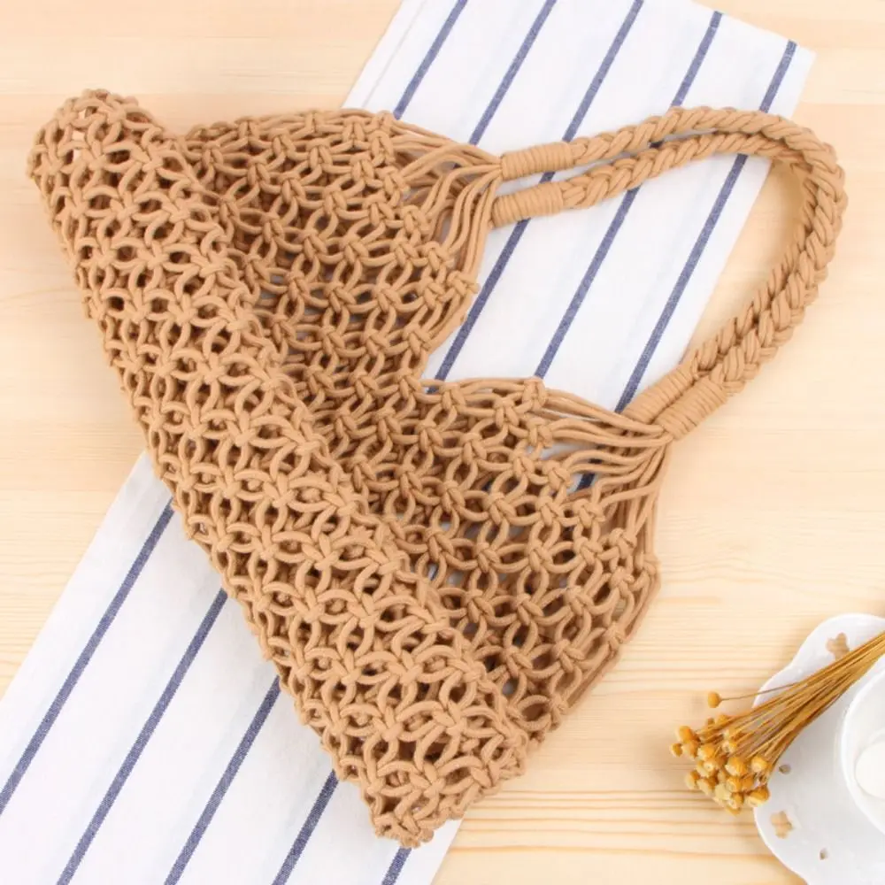 Beach Bag Large Capacity Crochet Bohemian Hollowed-out Ethnic Style Women Handbag Tote Bag Shoulder Bag Woven Knitted Bag