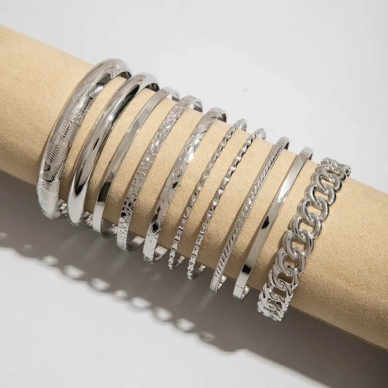10-Piece Punk Multilayer Bracelet Set 4