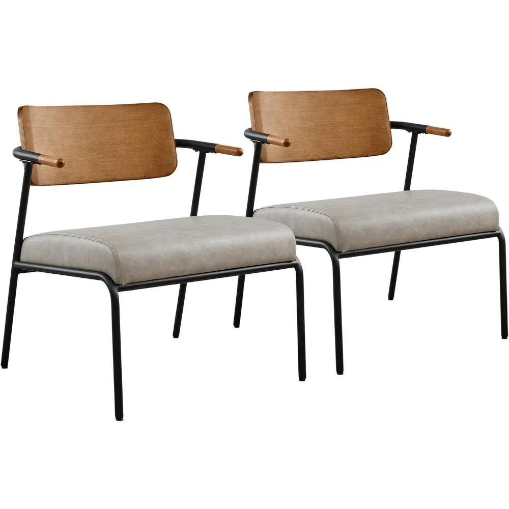 

Accent Chair Set of 2, Mid-Century Modern Chair, Upholstered Lounge Armchair with Metal Frame & Removable Cushion, Side Chair