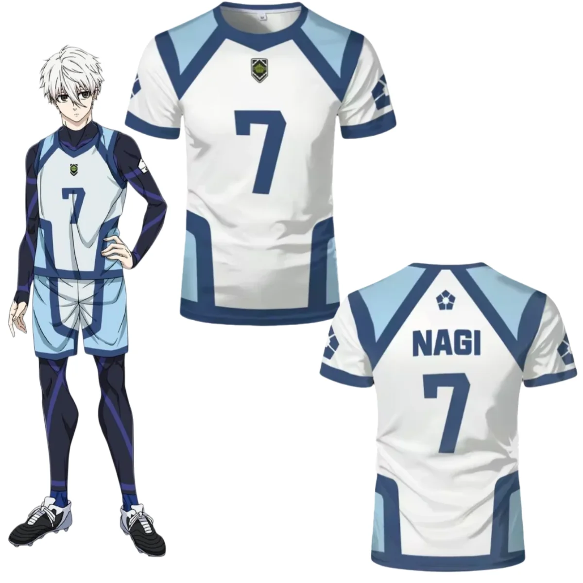 

Костюм для косплея аниме-персонажа Наги: футбольная форма Микаге Рео, тренировочные топы Юкимия, футболка Гагамару ЦУРУГИ с 3D-принтом, белая