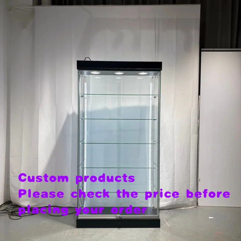 custom.Keway Hot Tempered Glass  Full Glass Display showcase - Black