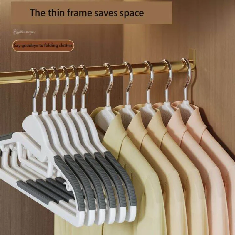 Hanger 10Pcs Anti-Slip Grey Multifunctional Wet and Dry Household Hanger Suitable for Hanging Storage Clothes Bedroom Ward image 3