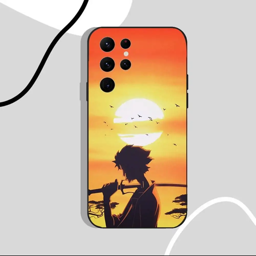 Custodia per telefono Samurai Champloo Anime per Samsung S25, S24 Ultra, S20, S30 plus, S22 Plus, S23, Ultra 5G Custodia in silicone nero