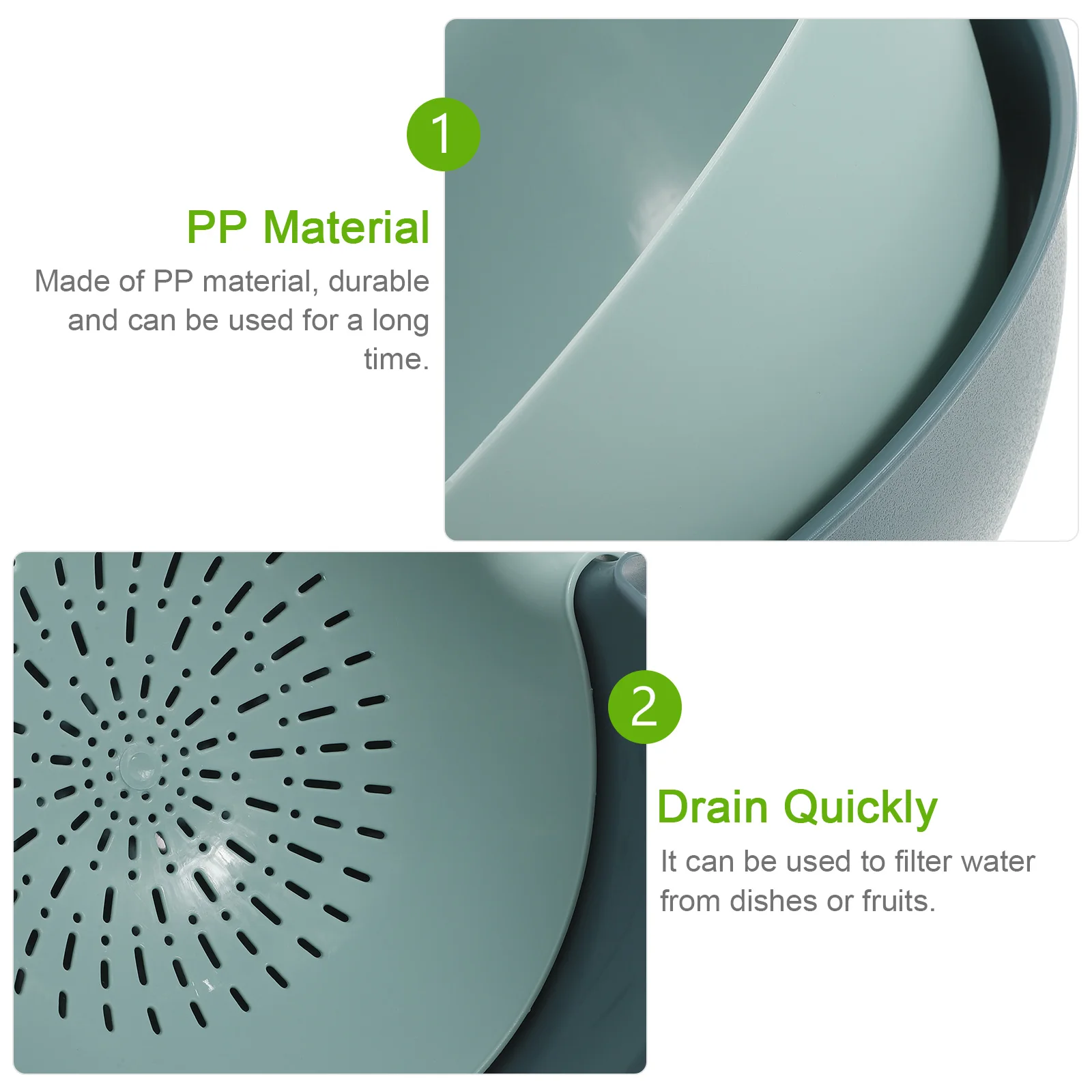

Rotating Drain Basket Double Layer Kitchen Filter Fruit Washing Holder Vegetable Drying Colander Storage Box Safe Use Long