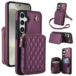 Crossbody Wrist Strap Case for Samsung Galaxy S25 Ultra S24 FE S23 S22 Plus A14 A54 A15 A35 A55 Wallet with Card Holder Cover