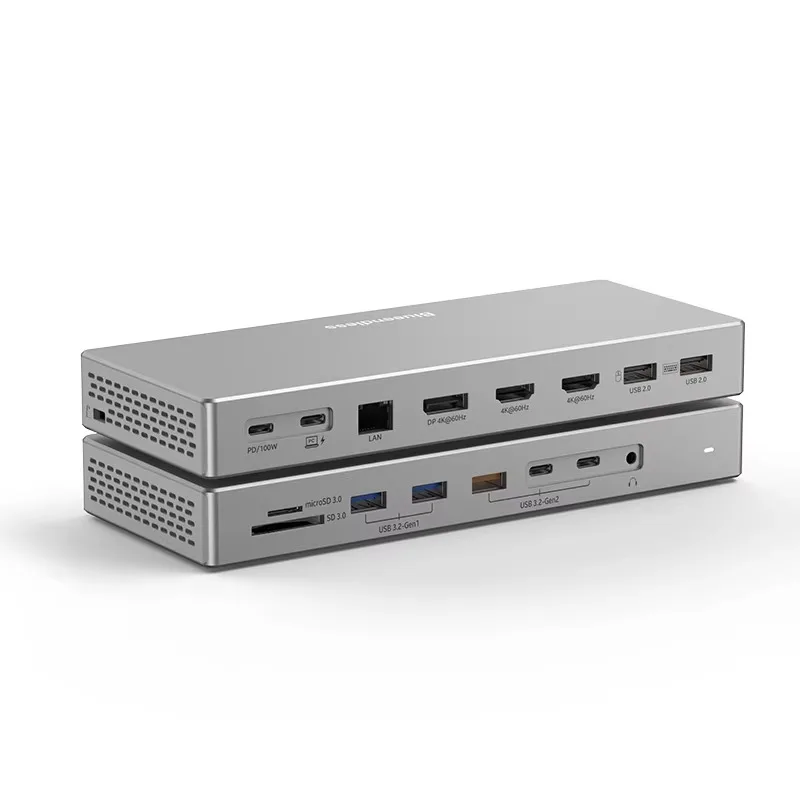 

USB-C USB C Hub to 2 HDTV DP Multiport Adapter 16-In-1 Hub with Triple Monitor 4K Display Docking Station Laptop Hub
